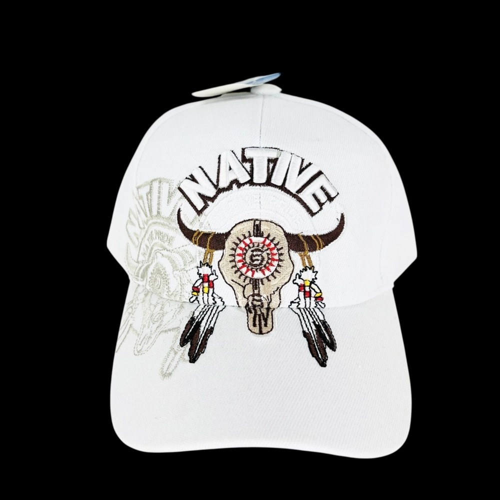 Native Pride Men's White Cap One Size Embroidered Front Adjustable NWT